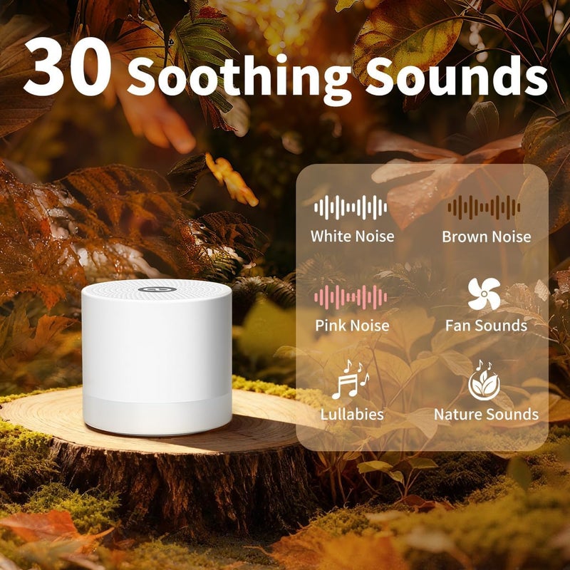 Hushing Sound Machine Mini White Noise Machine with 30 Soothing Sounds 4 Timers Memory Function for Newborn Baby Kids Adults Portable Rechargeable Sleep Brown Noise Machine for Travel Camping Home Office - Image 2